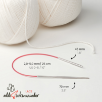 addi Sockenwunder Lace – mini kruhové ihlice 25 cm
